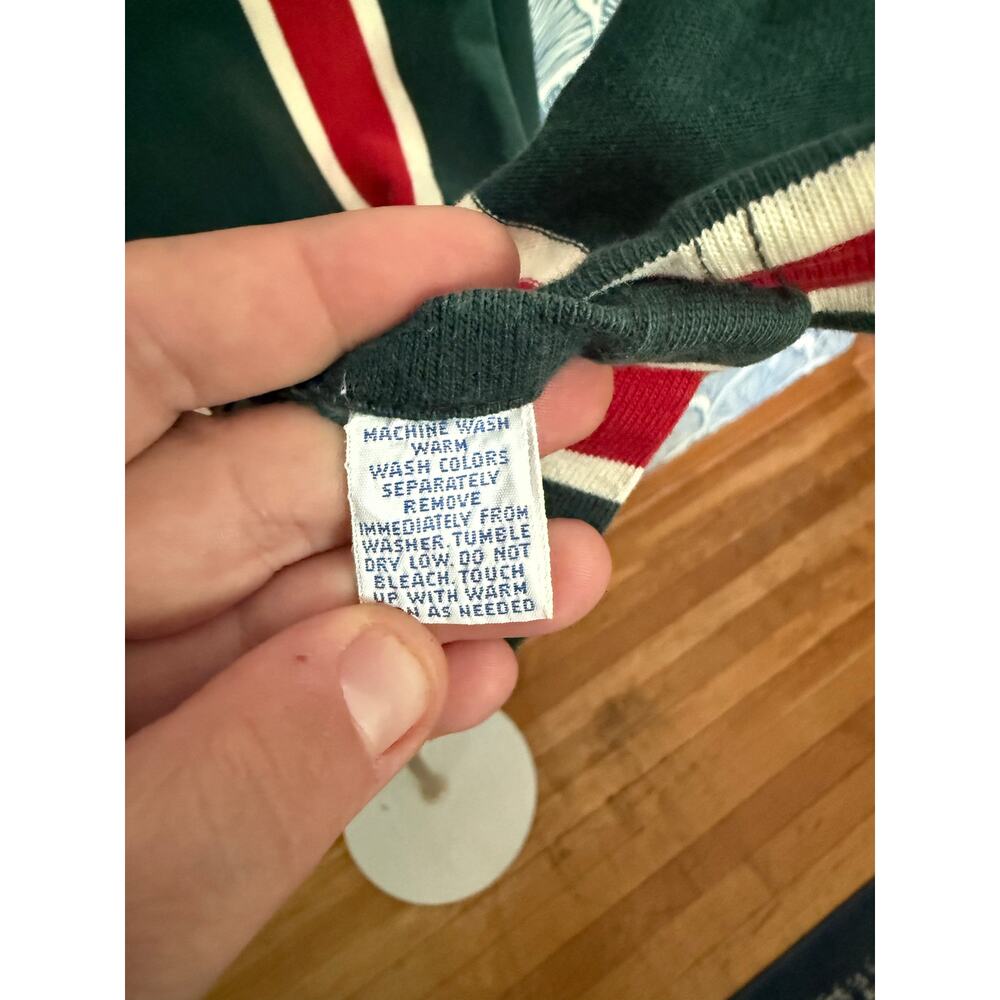 Vintage 90s Polo Ralph Lauren Red & Green Rugby Long Sleeve, Large - Picture 3 of 7